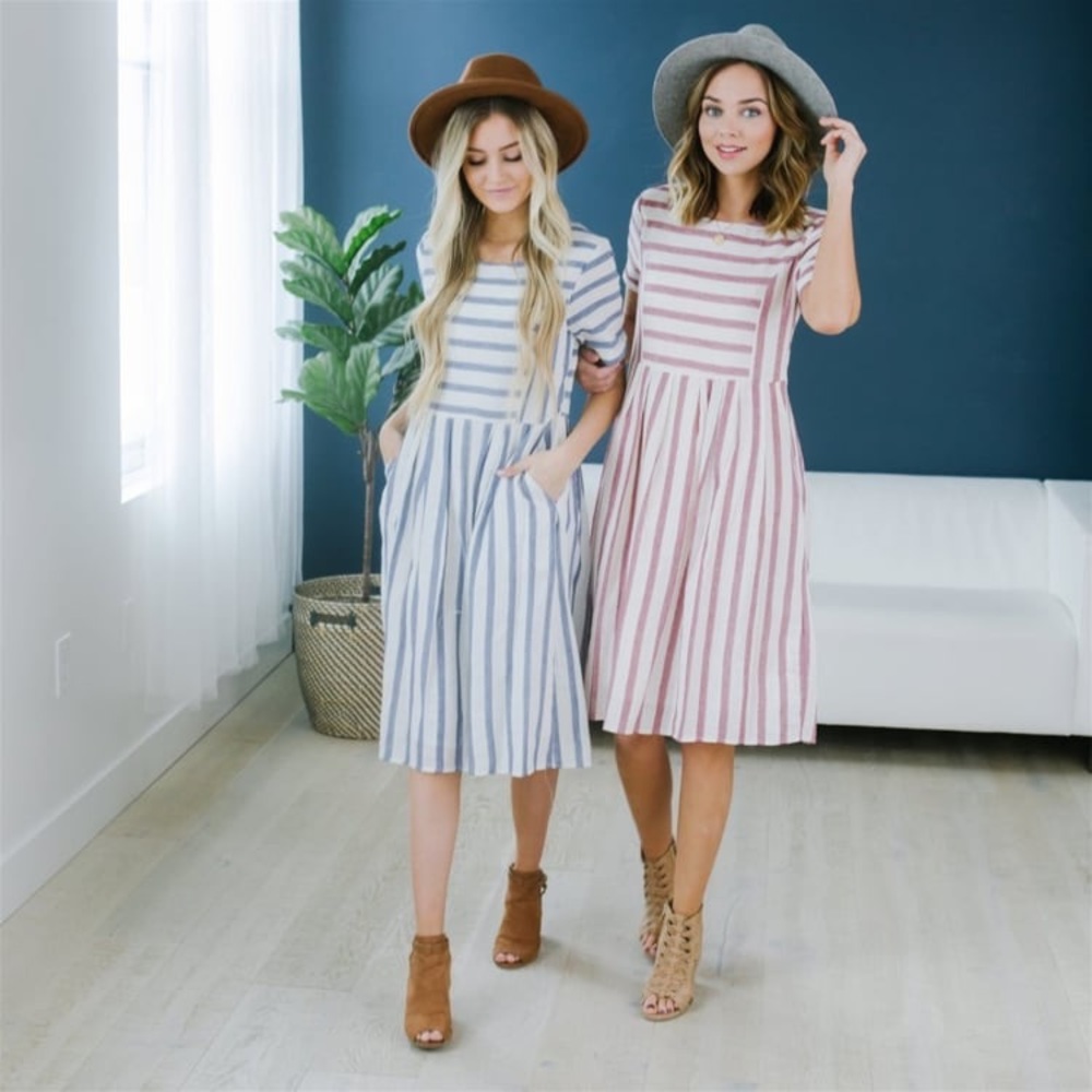 Veveret by Jane stripped A line midi dress